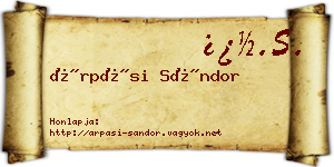 Árpási Sándor névjegykártya