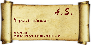 Árpási Sándor névjegykártya